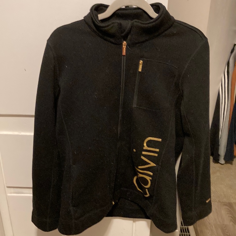 Calvin Klein Black & Gold Zip Up Women’s Jacket Size Large.